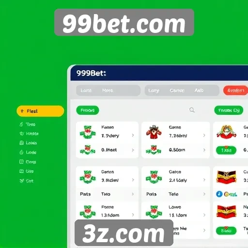 Interface do usuário no 99bet.com e experiência de jogo